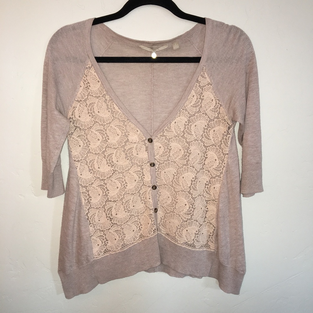 Knitted And Knotted 3/4 Sleeve Taupe Cardigan